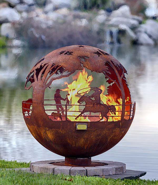 pit fire pits sphere round steel horseshoe metal spherical firepit spheres cowboy thefirepitgallery creative diy ball balls horse decor cowboys