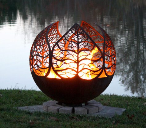 Autumn Sunset – Leaf Fire Pit Sphere - Image 2