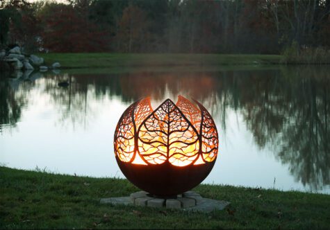 Autumn Sunset – Leaf Fire Pit Sphere - Image 3