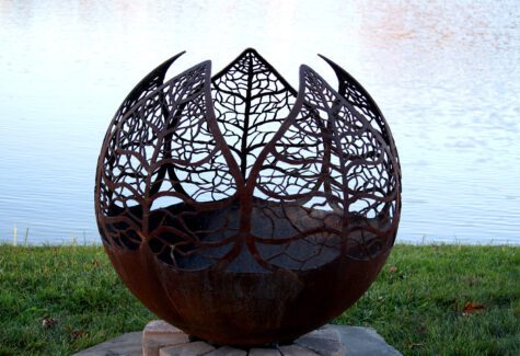 Autumn Sunset – Leaf Fire Pit Sphere - Image 5