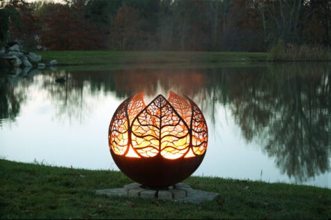 Autumn Sunset – Leaf Fire Pit Sphere