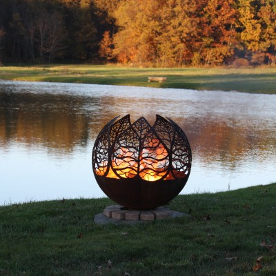 Autumn Sunset Leaf Fire Pit Sphere