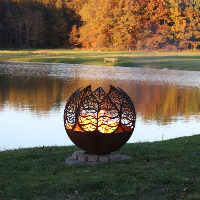 Autumn Sunset Leaf Fire Pit Bowl