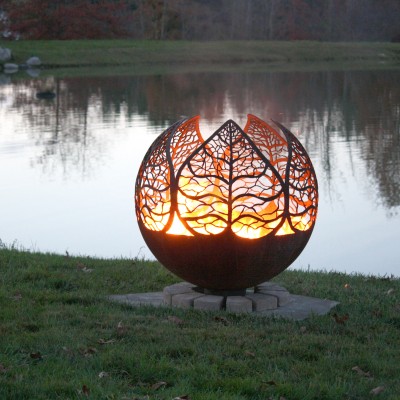 Autumn Sunset Leaf Fire Pit Sphere