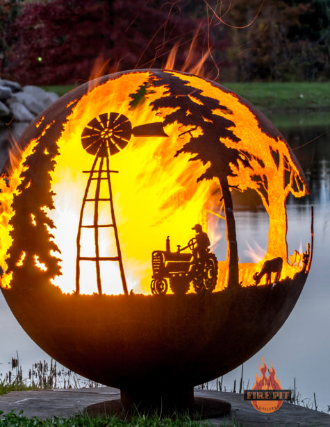 Appel Crisp Farms Fire Pit Sphere 01-Tractor-Windmill-The Fire Pit Gallery