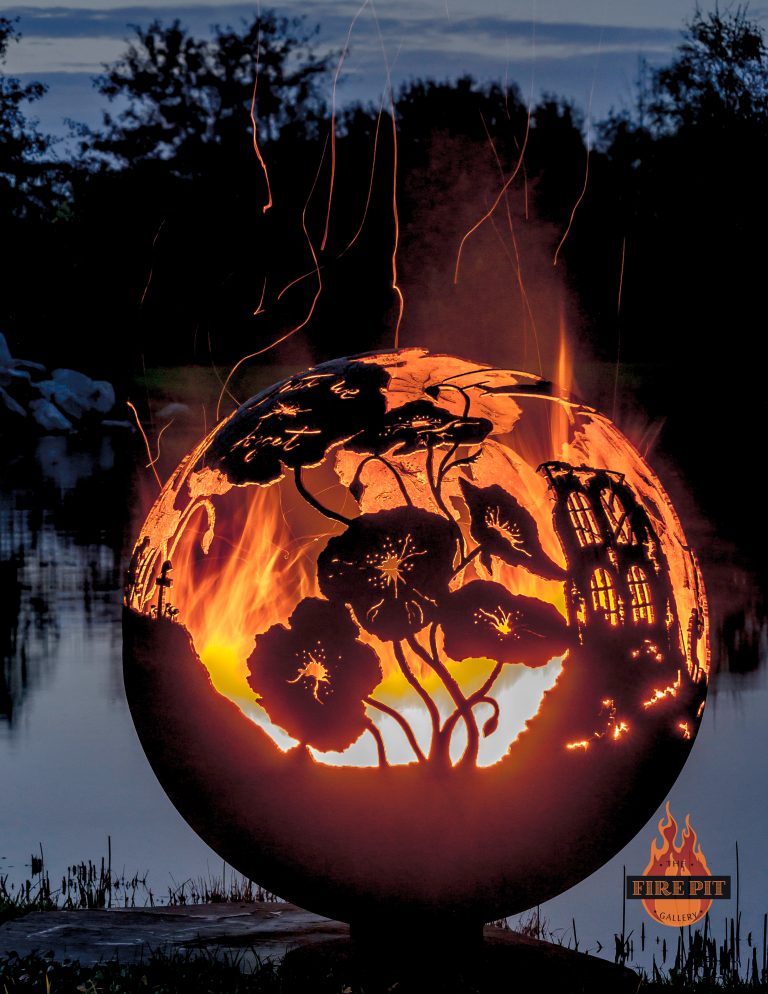 Lest We Forget - Remembrance Day Fire Pit Sphere | The Fire Pit Gallery