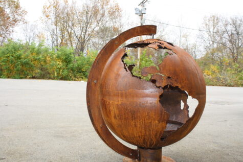 terra earth fire pit sphere - globe firepit