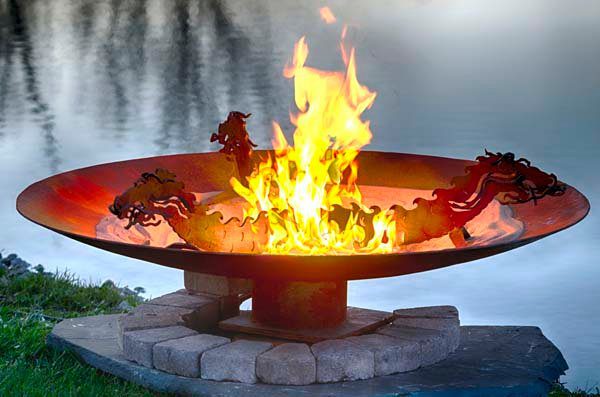 mini firepit bowl with dragon design