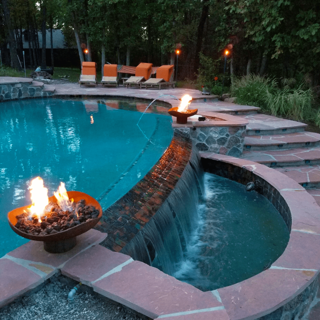 firepit around the pool