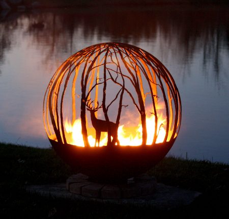 firepit design with deer winter woods