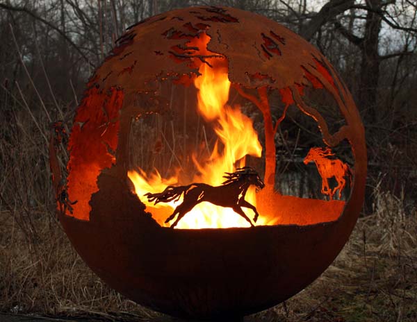 firepit design wildfire with horse