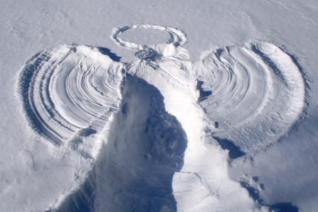 Snow angel and fire pits at the same time