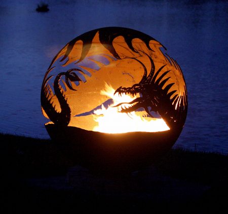 custom design firepit with dragons