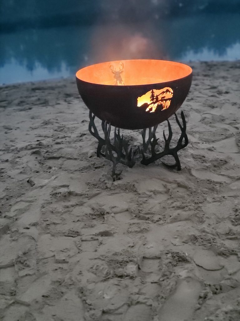 a fire bowl in the sand